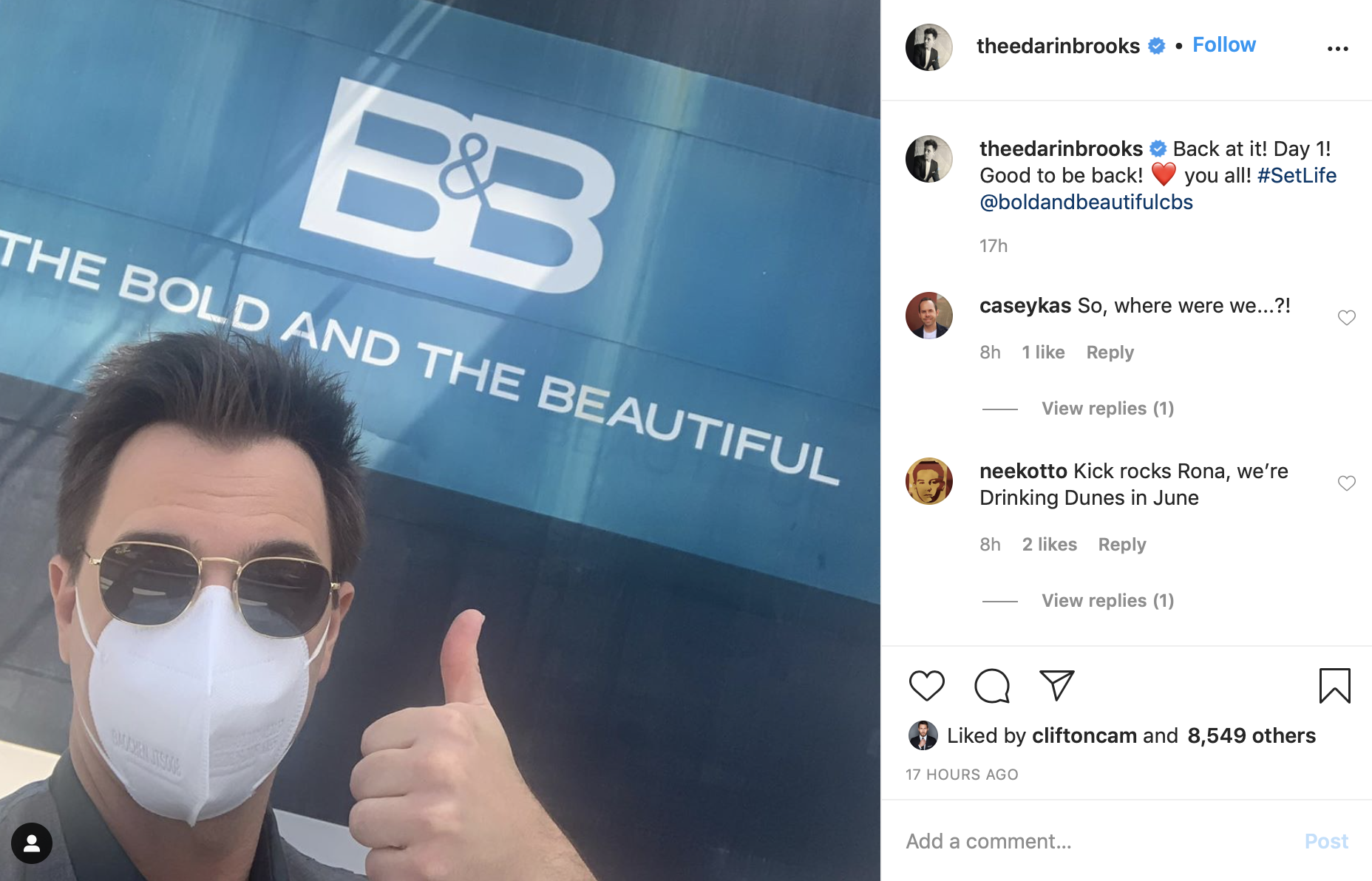 The Bold and the Beautiful Filming Update: Darin Brooks Shares New Update