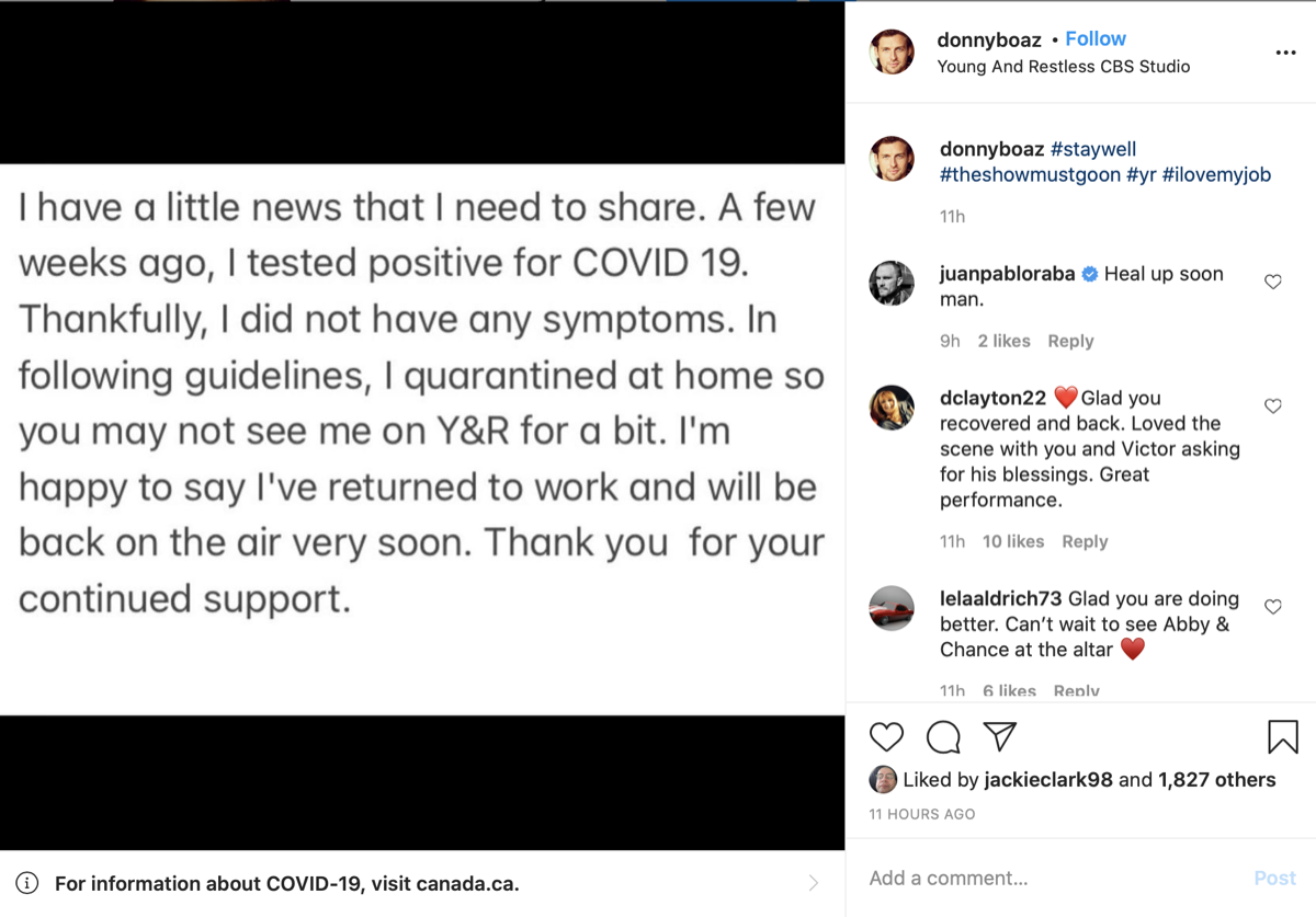 The Young and The Restless News Update: Donny Boaz Tests Positive For COVID-19, Justin Gaston Fills In