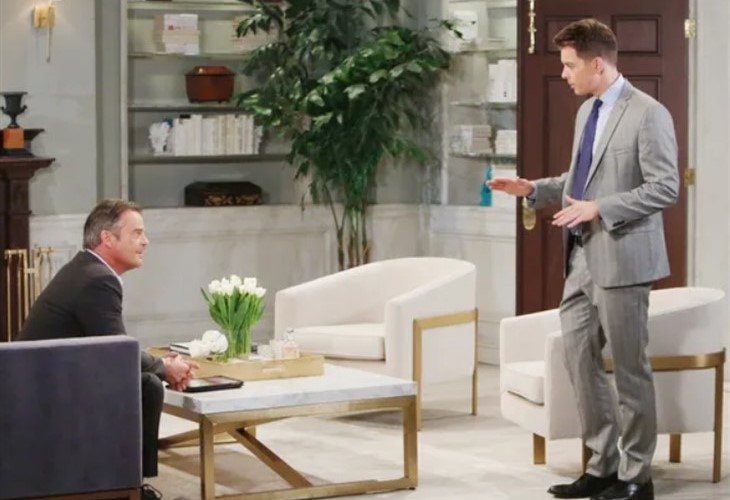 General Hospital: Ned Quartermaine (Wally Kurth) confronts Michael Corinthos (Chad Duell)