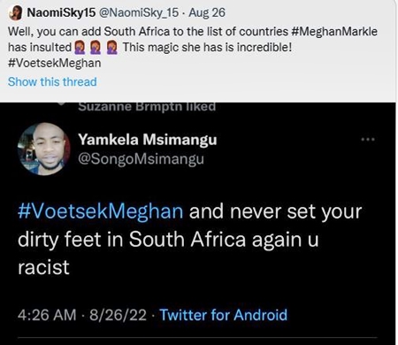 Meghan Markle #VoetsekMeghan Trends In Angry Africa