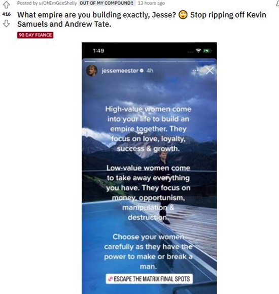 90 Day Fiance Fans Slam Jesse Meester Commenting On Low-Value Women