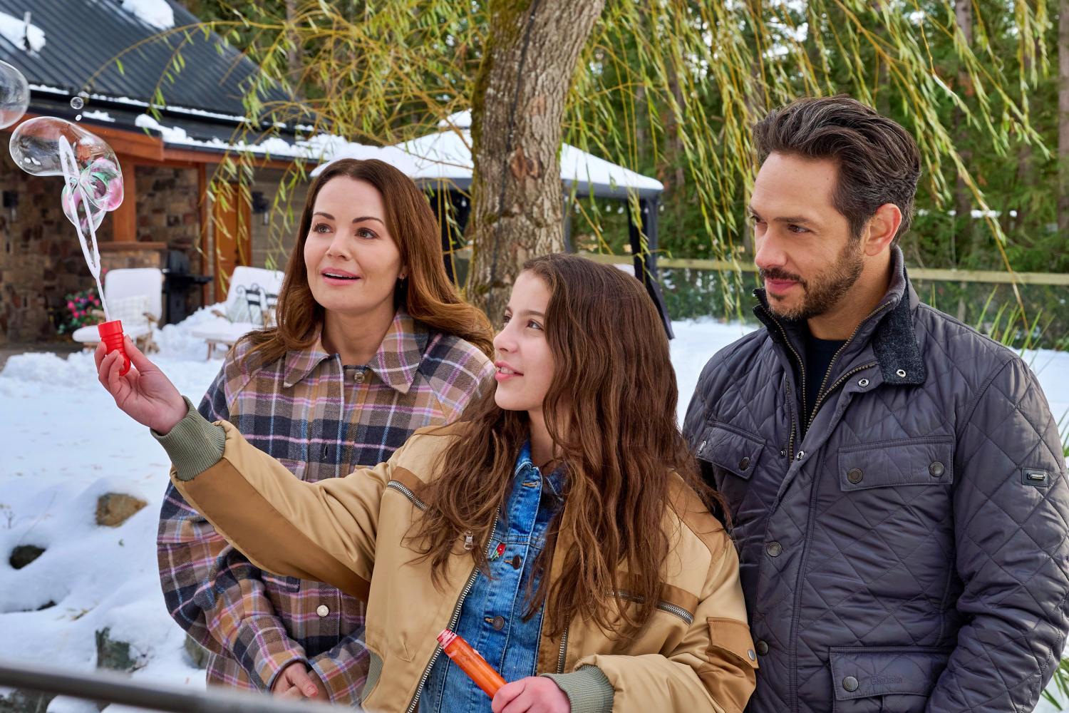 Erica Tremblay, Michael Rady, Erica Durance in Unexpected Grace on Hallmark Movies & Mysteries