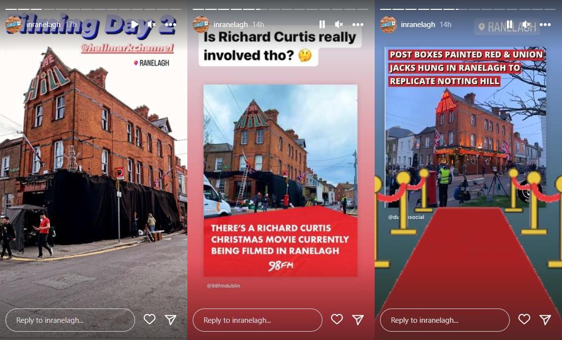 A new Hallmark Christmas movie is being filmed in Ranelagh, Ireland