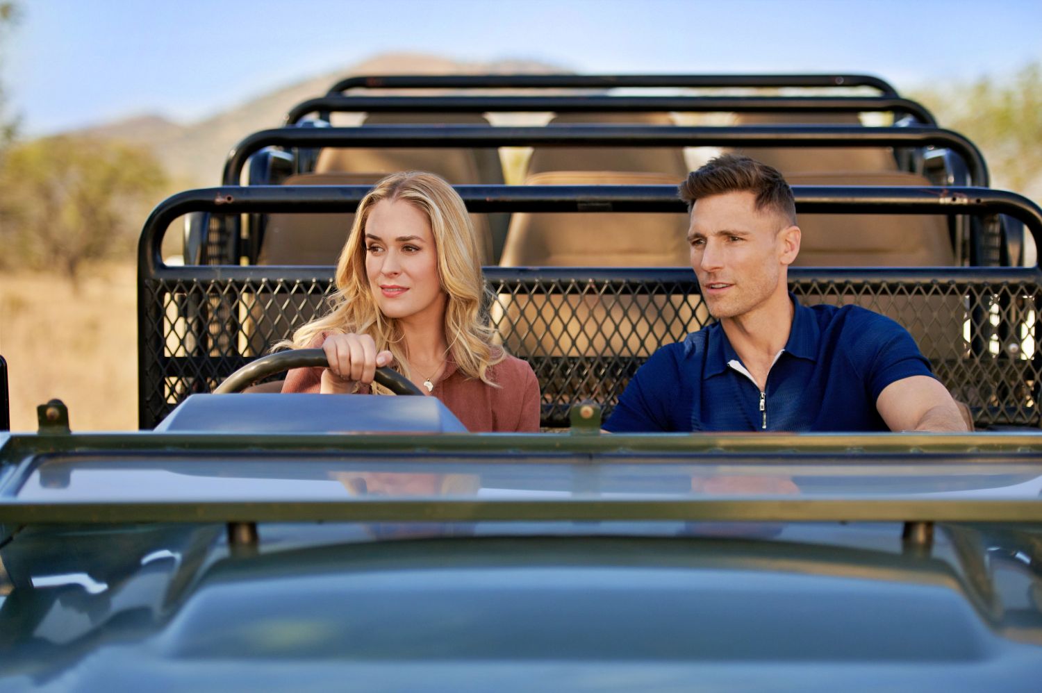 Andrew Walker and Brittany Bristowe in A Safari Romance on Hallmark