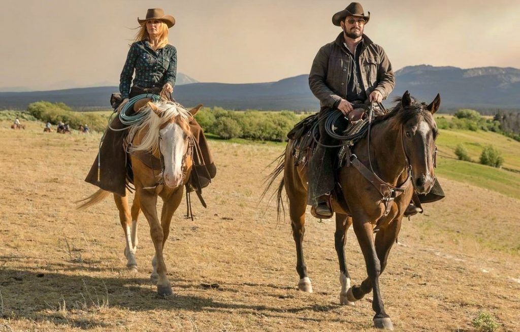 Kelly Reilly as Beth Dutton and Cole Hauser as Rip Wheeler in Yellowstone