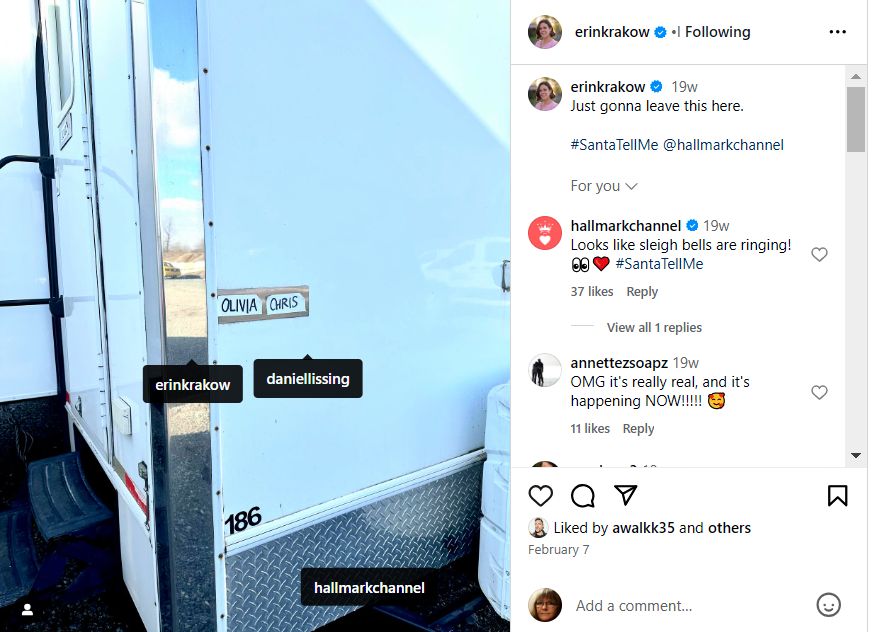 Erin Krakow teases filming of new movie, Santa Tell Me