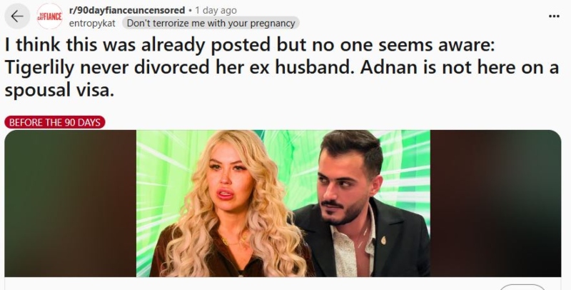 Fans Discuss Tigerlily Taylor, Adnan, and the baby - Reddit 1