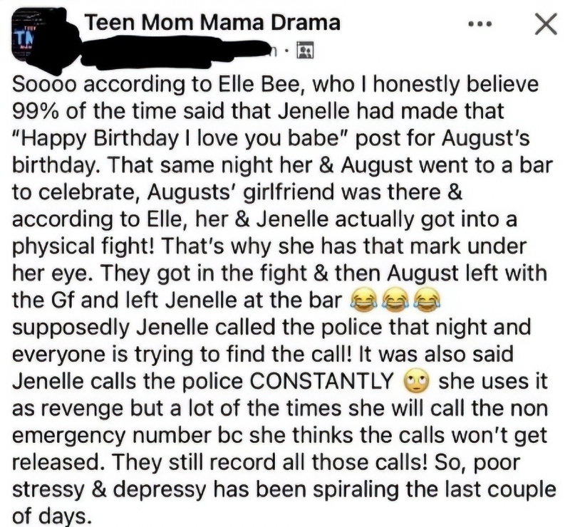 Jenelle Evans Allegedly Called The Cops On August's Birthday - IG Via Reddit
