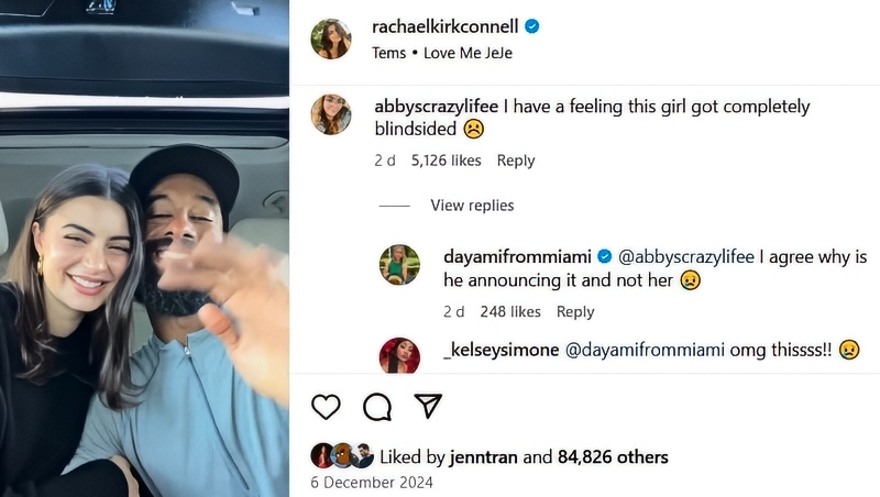 Rachael Kirkconnell Likes A Comment About Being Blindsided - Instagram