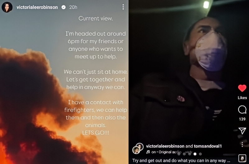 Tom Sandoval and Victoria Help Out During the LA Fires - IG and X Via Reddit
