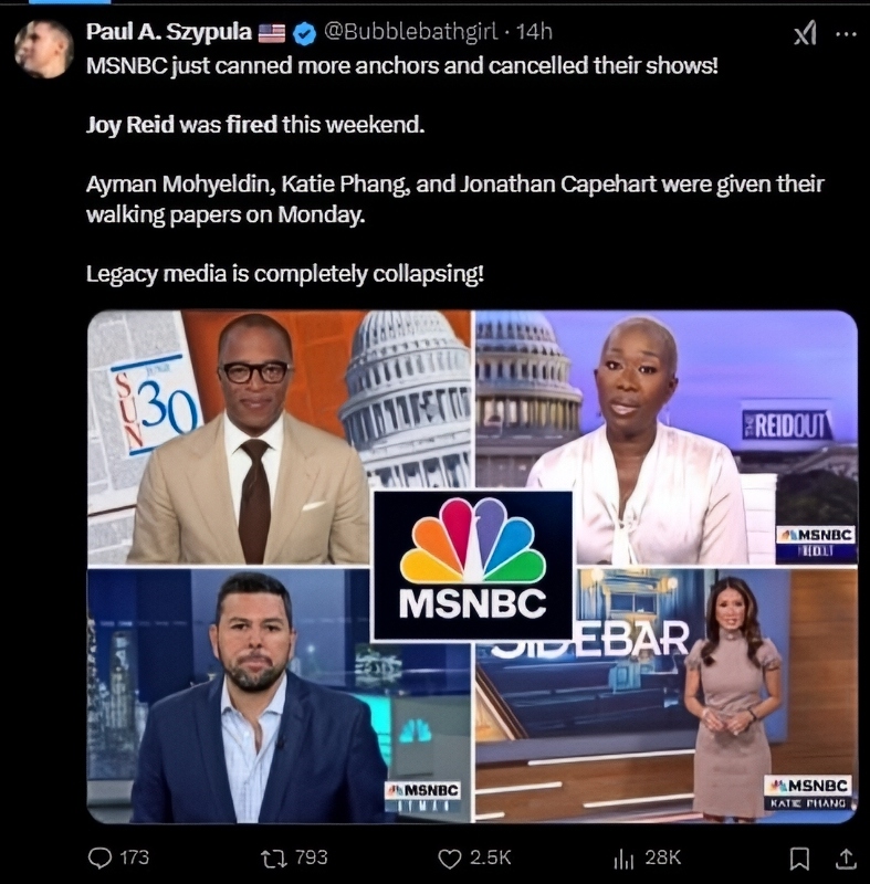 Big Names Like Joy Reid Fired - via Bubblebathgirl - X