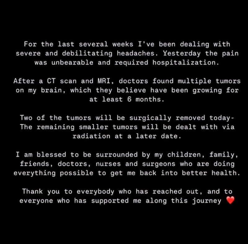 Teddi Notifies Fans About Brain Tumors - Instagram