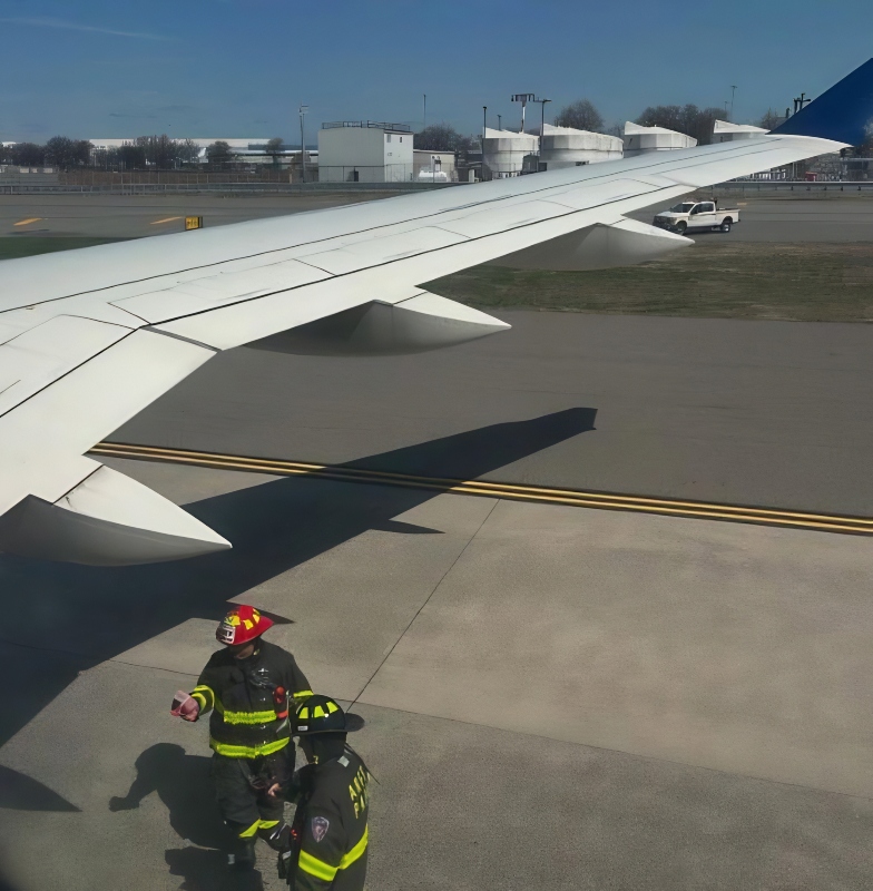 Fire crew checks out the plane - Instagram