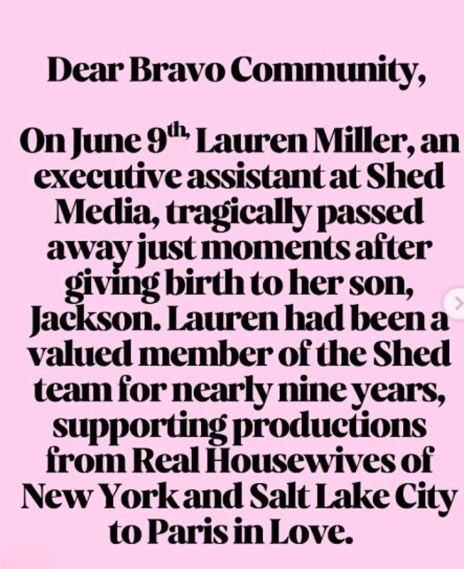 The Notice of Lauren's death - Shed Media - Instagram