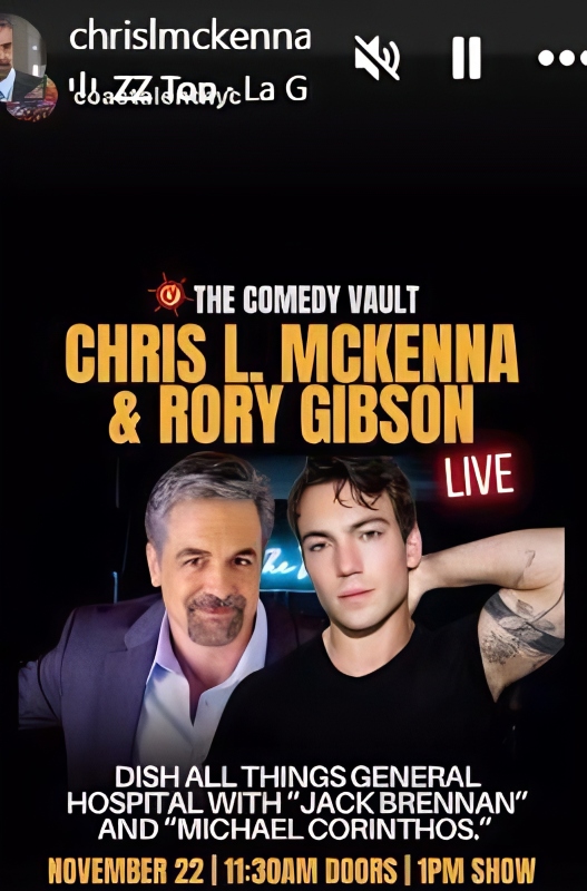 Chris announces the live event with Rory - Instagram Stories
