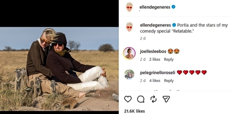 Ellen and Portia with cute meerkats - Instagram