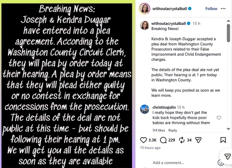 Update on the plea - Without a Crystal Ball - Instagram